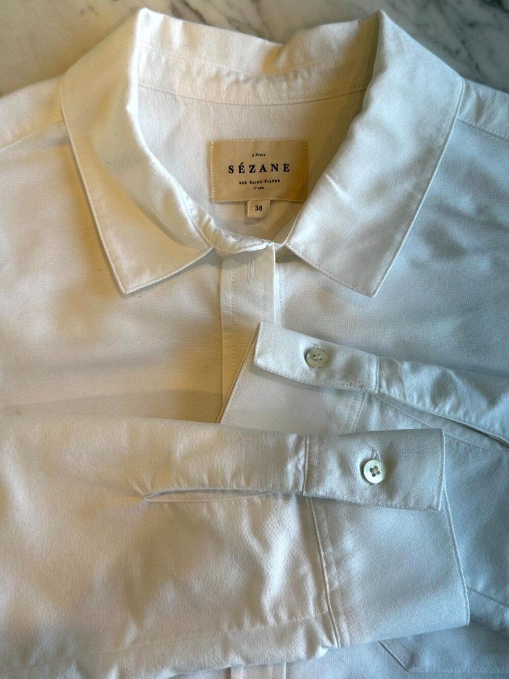 Sezane - Tomboy Button Down Shirt - White - Size 38 - Picture 8 of 11